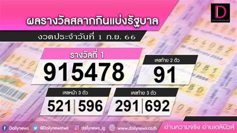 ตรวจหวย ตรวจผลสลากกินแบ่งรัฐบาล งวด 1 กันยายน 2567.